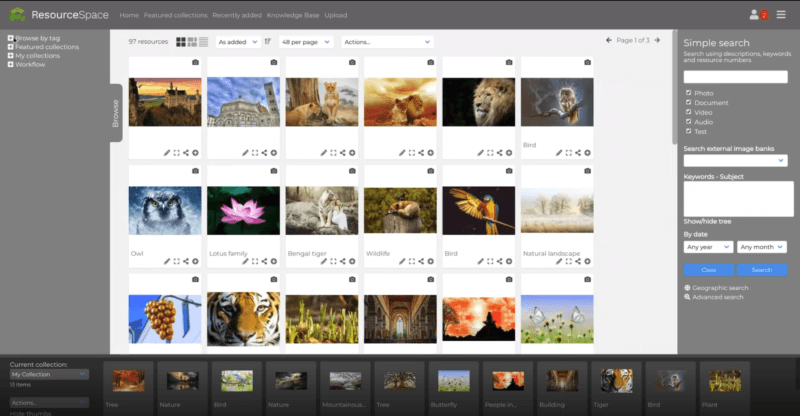 ResourceSpace digital asset management new user interface