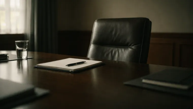An empty chair at a boardroom table: representing a leadership gap that interim management fills
